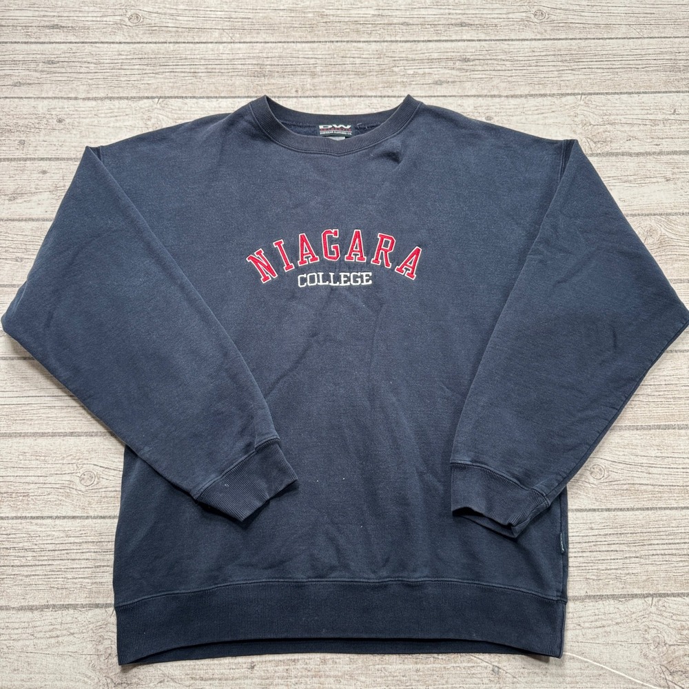 Niagara College Sweatshirt Men's Medium Navy Blue Fleece Dubwear Canada Varsity